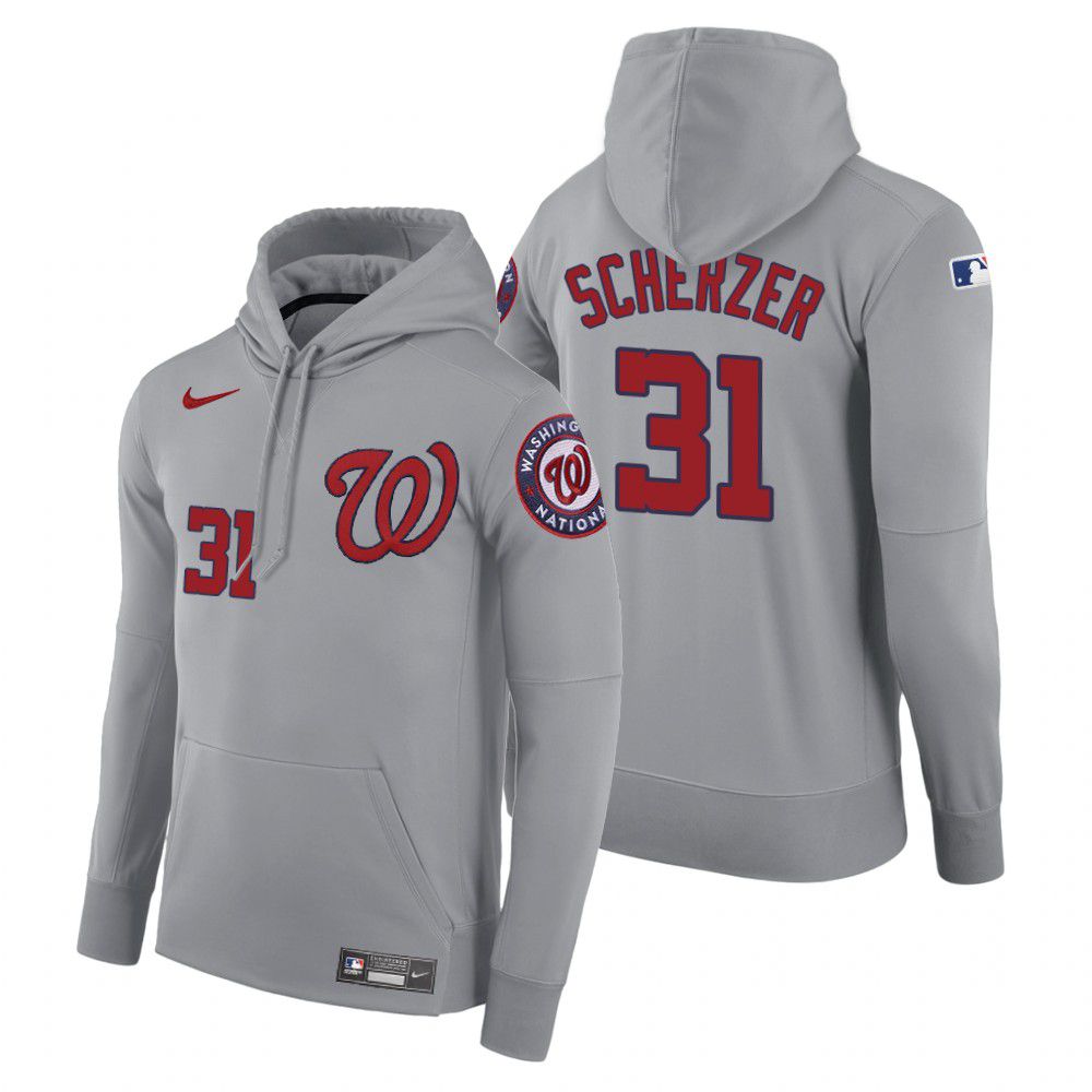 Men Washington Nationals #31 Scherzer gray road hoodie 2021 MLB Nike Jerseys->washington nationals->MLB Jersey